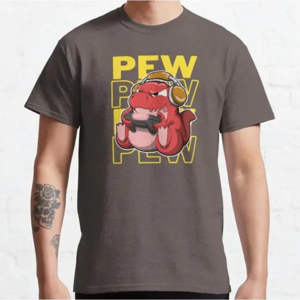 Pew Pew Dinosaur T-Shirt for Men - Image 4