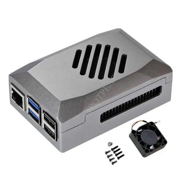 Raspberry Pi 5 Silver ABS Case with PWM Fan - Image 3