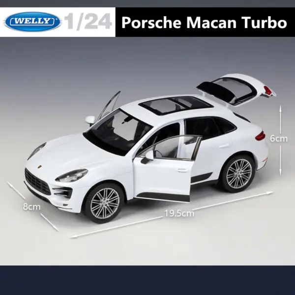 1:24 Porsche Macan Turbo Diecast Model Car - Image 5