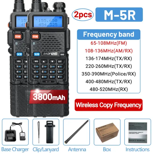 Baofeng M-5R Long-Range Walkie Talkie with 3800mAh Battery - Image 7
