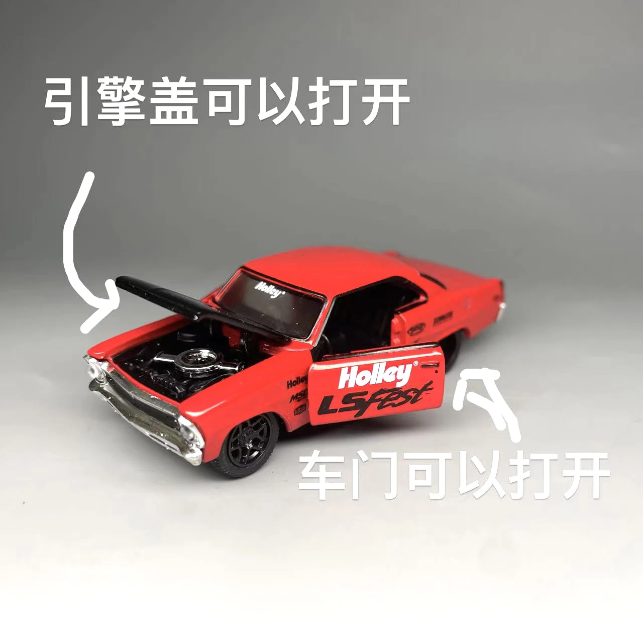 Red Vintage Car Model with Openable Doors 2 Red Vintage Car Model with Openable Doors - Image 2