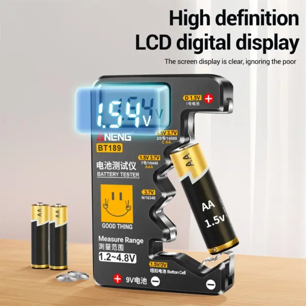 BT189 9V & Button Battery Tester with LCD Display - Image 4