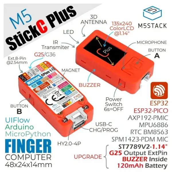 M5StickC Plus ESP32-PICO IoT Dev Kit - Image 2