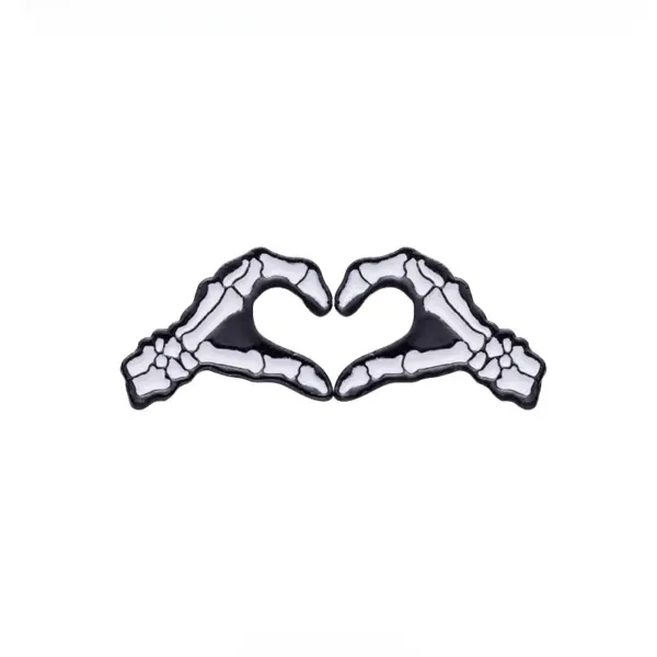 Skeleton Skull Heart Gesture Enamel Pins for Halloween - Image 7