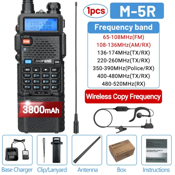 Baofeng M-5R Long-Range Walkie Talkie with 3800mAh Battery - Image 11