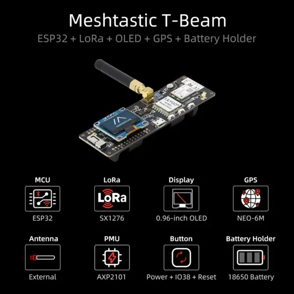LILYGO TTGO T-Beam ESP32 LoRa Development Board - Image 6