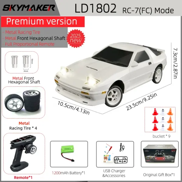 1:18 RC Drift Car AE86 RX-7 with Remote - Image 9