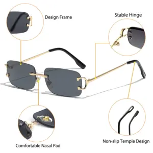 Rectangular Rimless Sun Glasses for Men and Women 26 S91e40497559b4003ac680df6f43763b8v