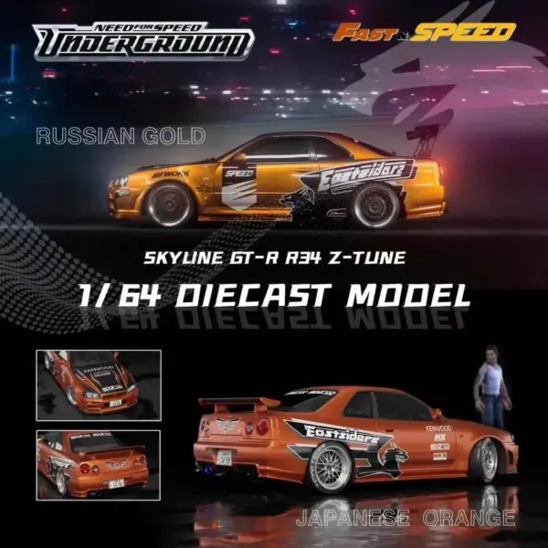 Fast Speed FS 1:64 Skyline GT-R R34 Diecast Model - Image 10