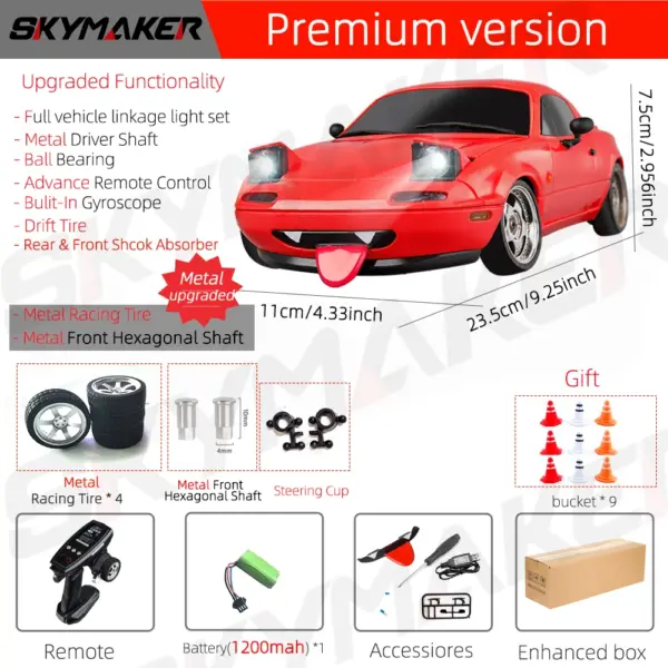 1/18 Scale RC Drift Car Mazda MX5 with Gyro - Image 12