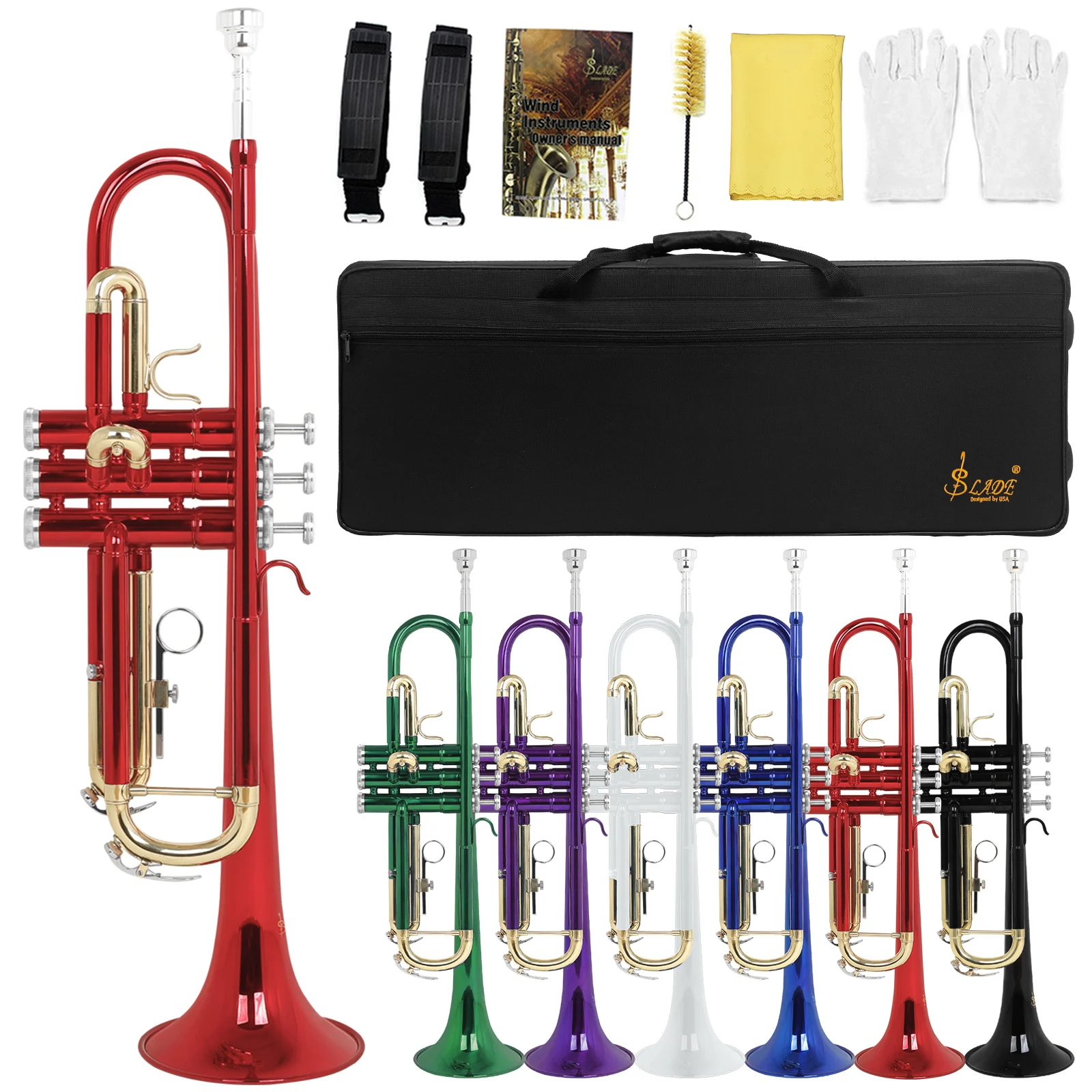 Gold-Plated Bb Trumpet with Case and Mouthpiece 13 Gold-Plated Bb Trumpet with Case and Mouthpiece - Image 13