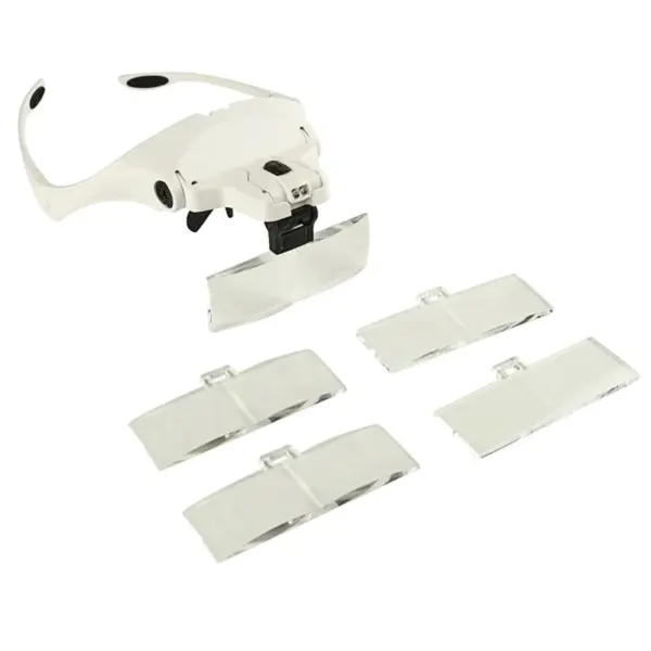 Headband Magnifier with 2 LED Lights and 5 Replaceable Lenses - Image 2