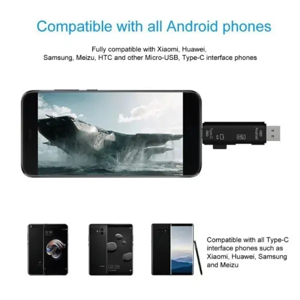 5-in-1 USB Type C Micro USB Card Reader - Image 2