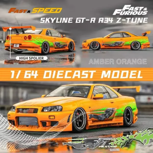 Fast Speed FS 1:64 Skyline GT-R R34 Diecast Model - Image 13