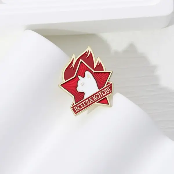 Vintage Cat Star Soviet Union Enamel Pin Brooch - Image 5