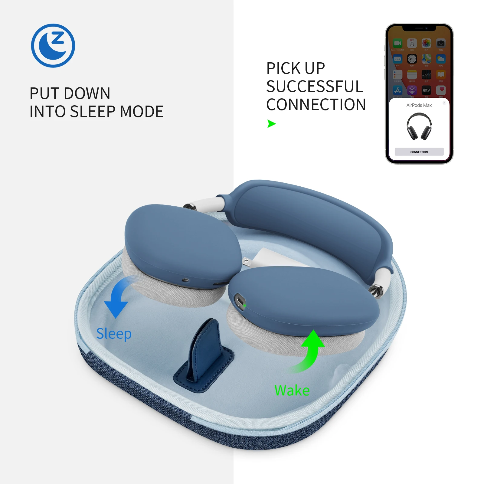 Smart Case for AirPods Max Headphones with Silicone Covers 2 Smart Case for AirPods Max Headphones with Silicone Covers - Image 2