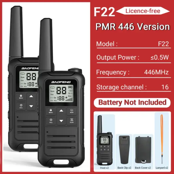 2PCS Baofeng F22 Portable Walkie Talkie Set - Image 11