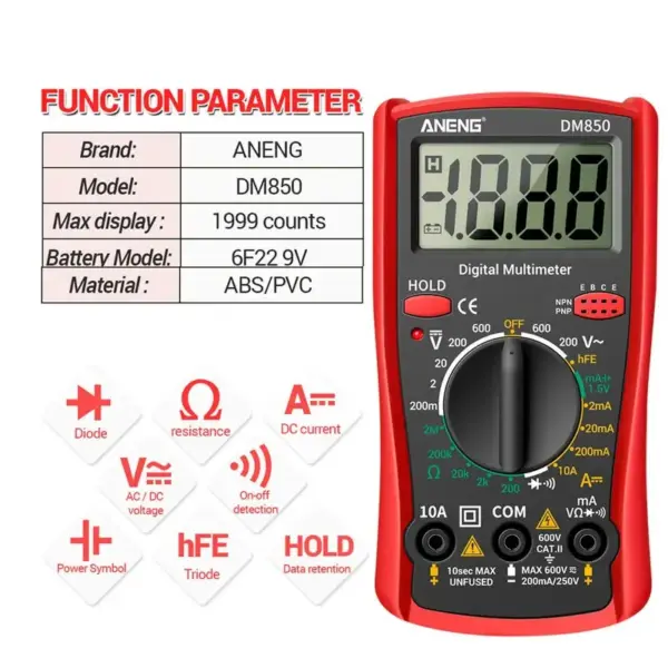 DM850 Digital Multimeter for Precise Electrical Testing - Image 6