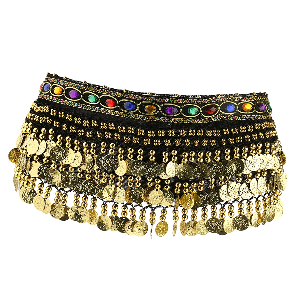 Elegant Velvet Belly Dance Coin Belt with Rhinestones 18 Elegant Velvet Belly Dance Coin Belt with Rhinestones - Image 18