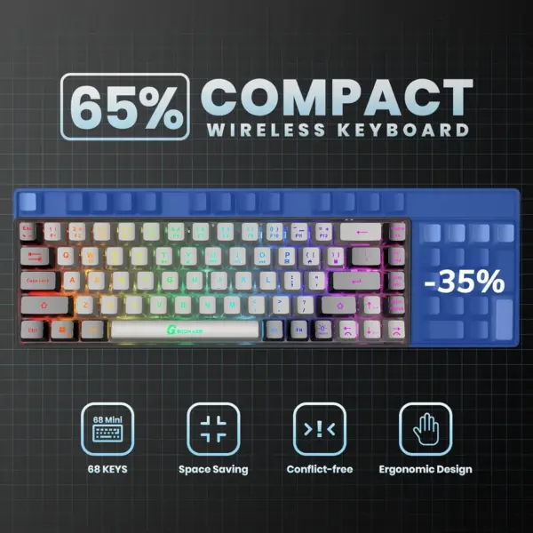 Wireless Rechargeable Gaming Keyboard 68 Keys - Image 5