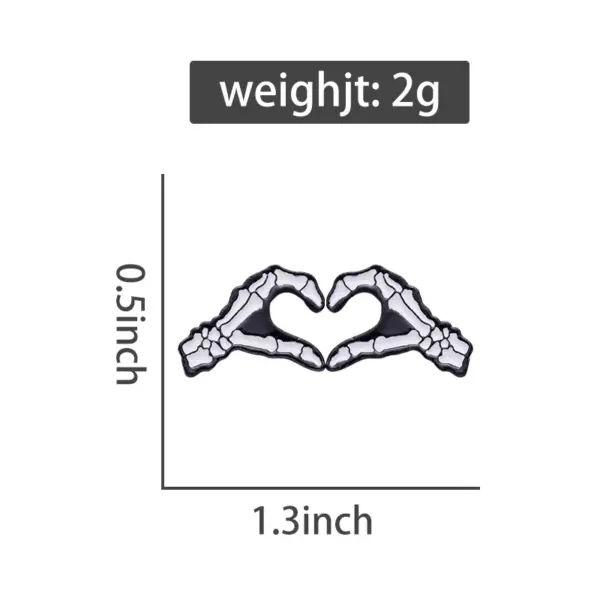 Skeleton Skull Heart Gesture Enamel Pins for Halloween - Image 4