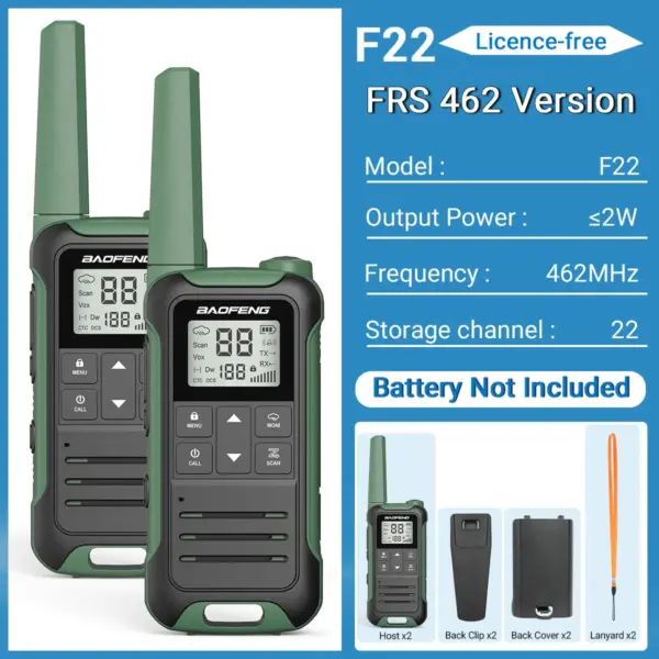 2PCS Baofeng F22 Portable Walkie Talkie Set - Image 15