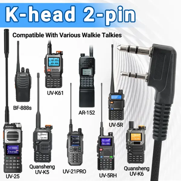 ABBREE VOX PTT Two-Way Radio Headset for Baofeng UV-5R - Image 6
