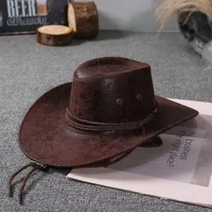 Vintage Faux Leather Western Cowboy Hat for Adults 23 Sa4755d092ce0408588ae1fcfbffeef45Y