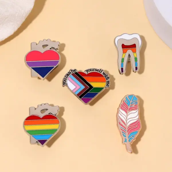 Rainbow Heart Shape Pride Lapel Pin - Image 5