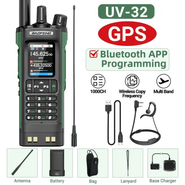 BAOFENG UV-32 GPS Walkie Talkie 10W with Bluetooth - Image 10