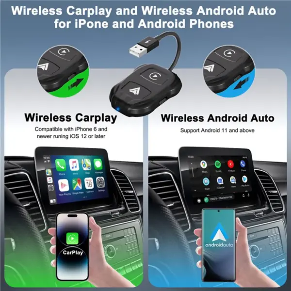 2-in-1 Wireless Carplay Adapter for iPhone & Android - Image 2
