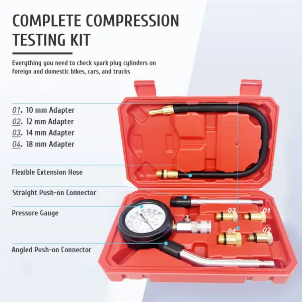 Engine Compression Tester Kit with Adapters - Image 2