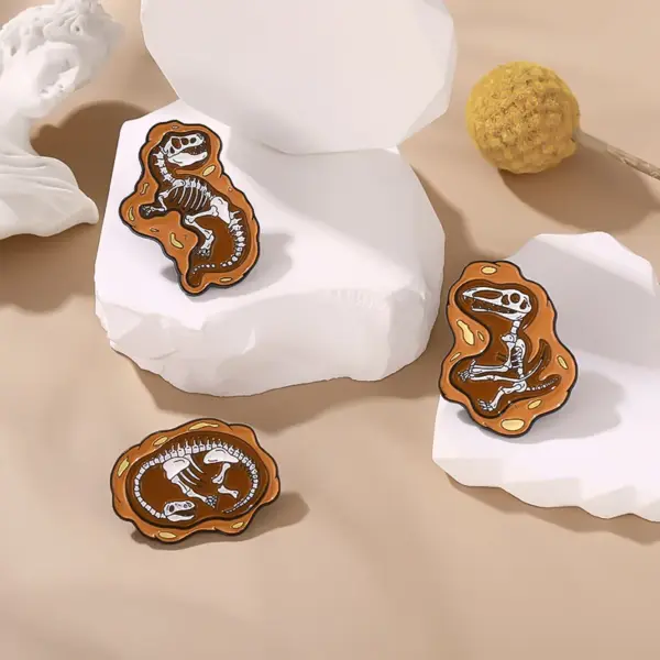Cartoon Dinosaur Fossil Enamel Pin Vintage Brooch - Image 6
