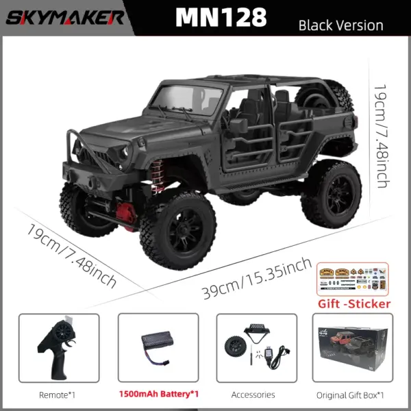 1/12 MN128 4WD RC Jeep Model with LEDs - Image 10