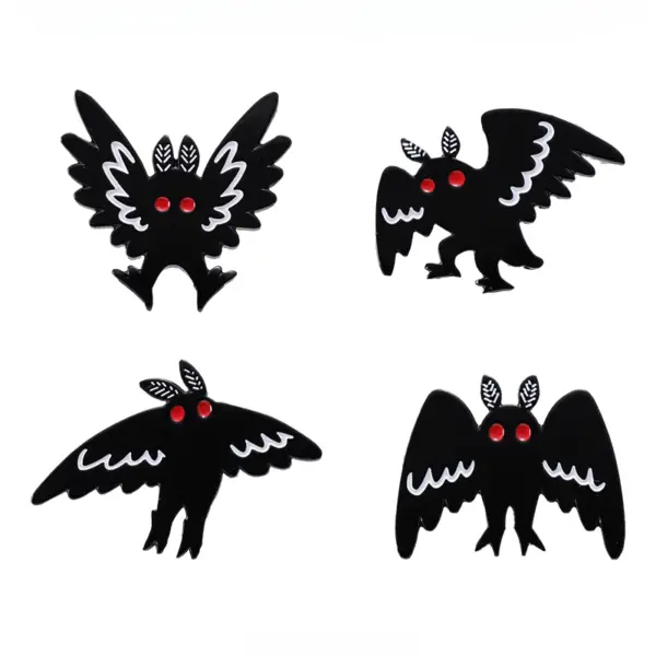 Gothic Bat Mothman Enamel Pin Brooch - Image 8