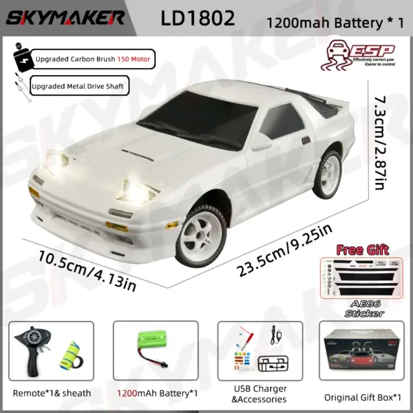 1:18 RC Drift Car AE86 RX-7 with Remote - Image 8
