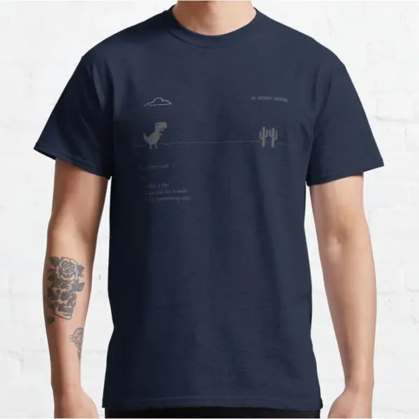 Funny Offline T-Rex No Internet Cotton T-Shirt - Image 4
