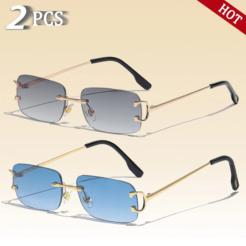 Rectangular Rimless Sun Glasses for Men and Women 13 Rectangular Rimless Sun Glasses for Men and Women - Image 13