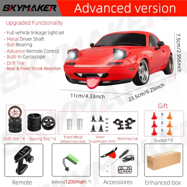 1/18 Scale RC Drift Car Mazda MX5 with Gyro - Image 16