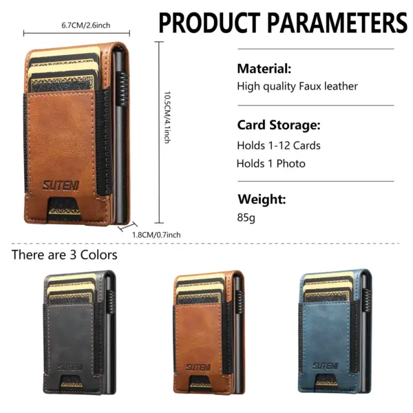 SUTENI Faux Leather Wallet with Card Eject Feature - Image 4