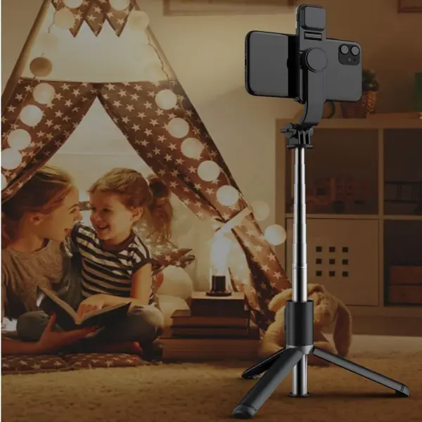 Wireless Bluetooth Selfie Stick Tripod with Light - Image 4