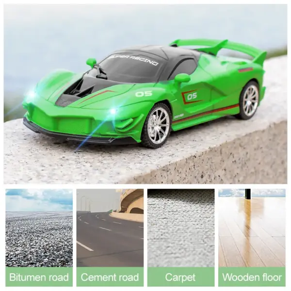 1/18 RC Car LED Light Remote Control Sports Car - Image 3