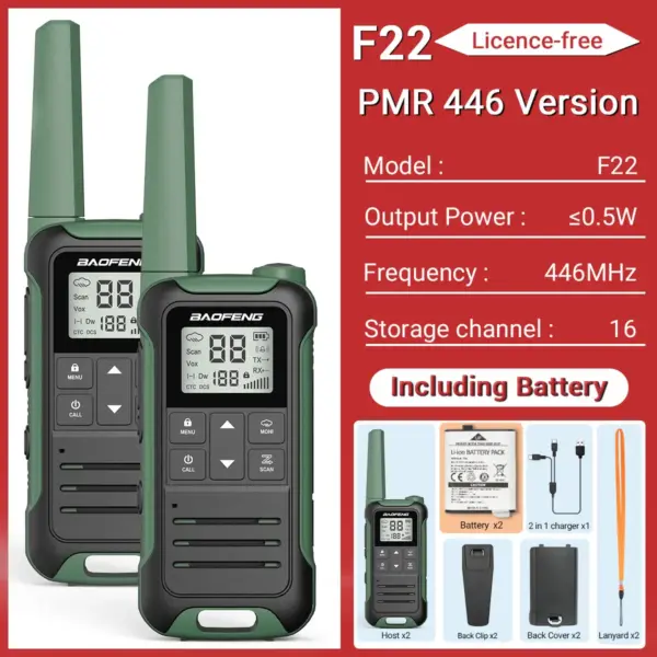 2PCS Baofeng F22 Portable Walkie Talkie Set - Image 10