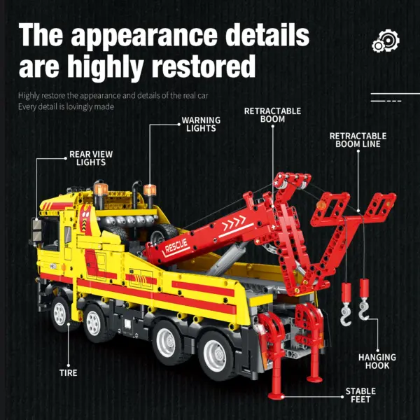 Technical RC Crane Wrecker Truck Building Blocks Set - Image 3