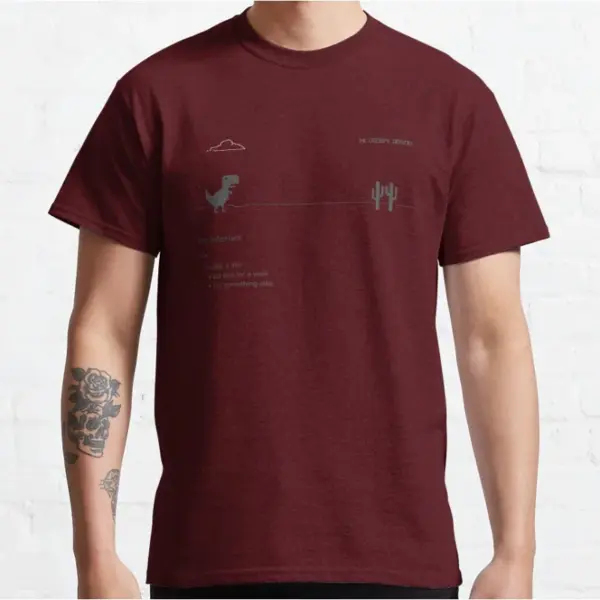 Funny Offline T-Rex No Internet Cotton T-Shirt - Image 3