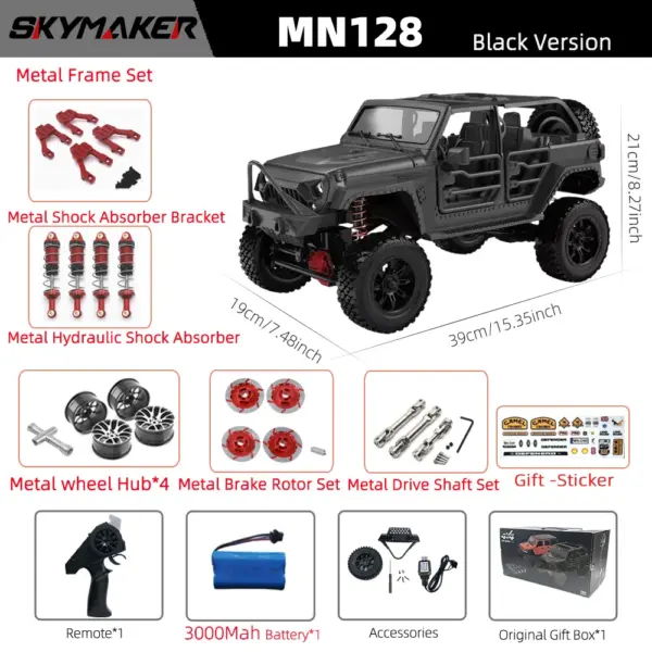 1/12 MN128 4WD RC Jeep Model with LEDs - Image 13
