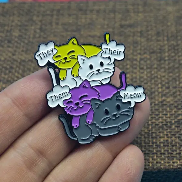 Non-Binary Cat Lover Lapel Pin Badge - Image 4