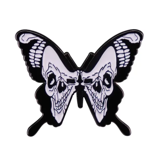 Gothic Skull Butterfly Enamel Brooch - Image 10