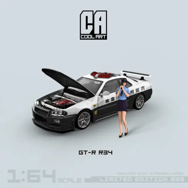 TIME MICRO 1:64 GT-R R34 Police Diecast Model - Image 6