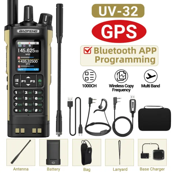 Baofeng UV-32 GPS Walkie Talkie 10W with Bluetooth - Image 11